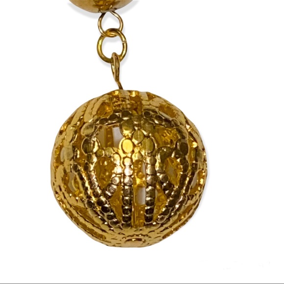 Hand Crafted Gold Earrings Filigree Long Dangle Handmade Jewelry Pierced - Picture 4 of 5